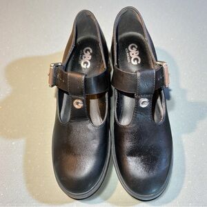 GBG Los Angeles Guess Black Mary Jane Block Heel Shoes Carmie-R 8.5M Rugged Sole